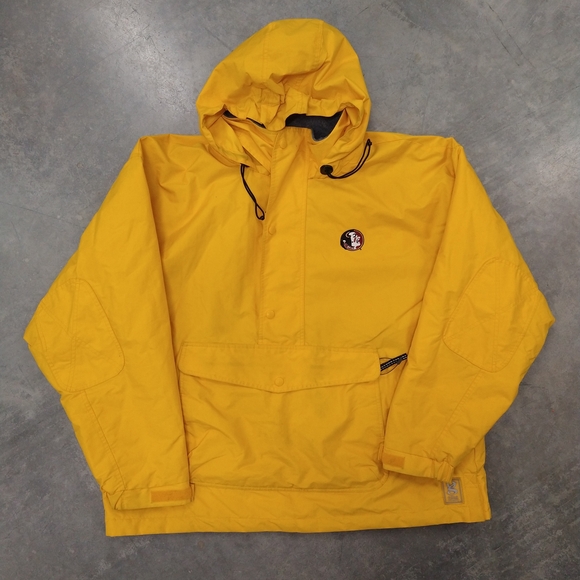 Florida Seminoles Yellow Hooded Gear For Sports Jacket L Measurements 90s VTG - Picture 1 of 3